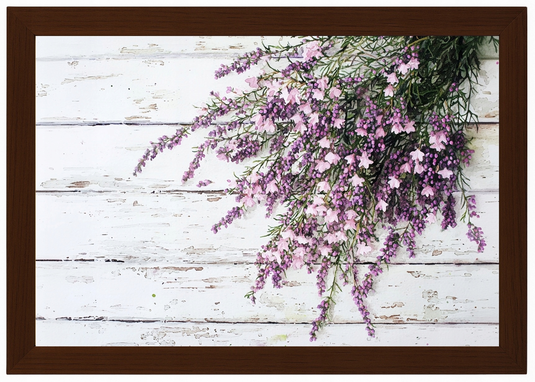 Plakát Rámeček Dřevěné Květiny Levandule Shabby Chic Vintage Dřevo 60x40