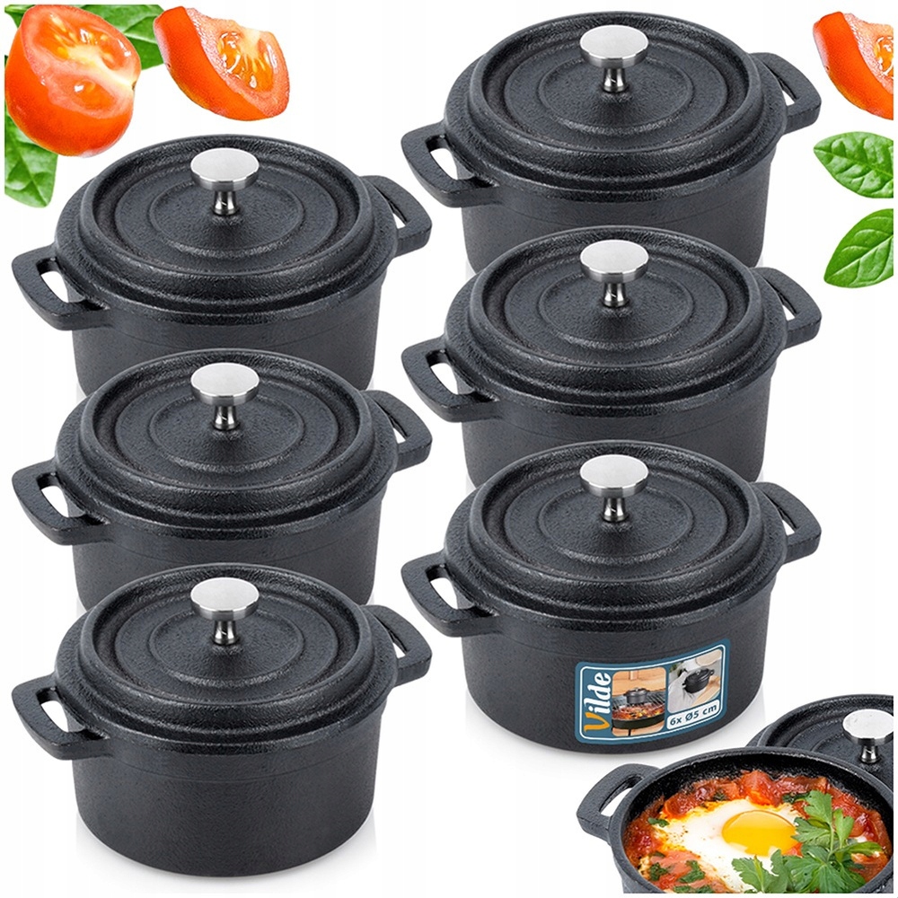 6 x Hrnec Litinový hrnec nádoba kokilka pro podávání zapékání 250 ml