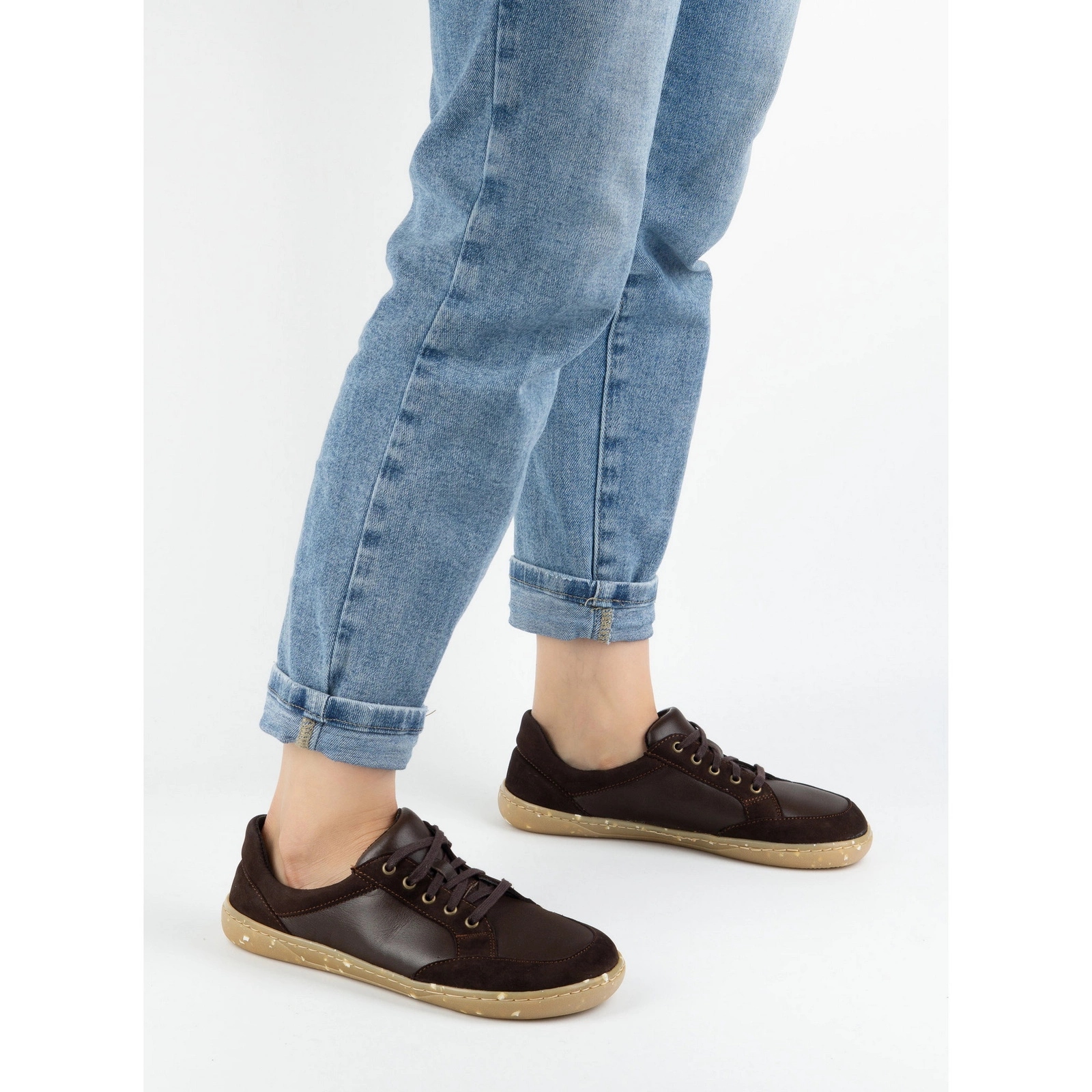 Dámské kožené barefootové boty 0772W Wasak hnědé minimalistické 40