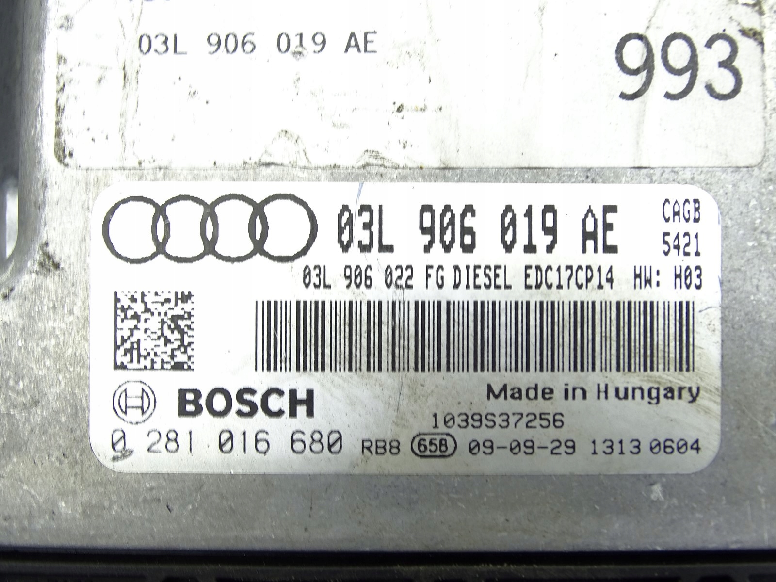 computer control unit of the engine ECU AUDI A6 C6 2.0 TDI 03L906019AE