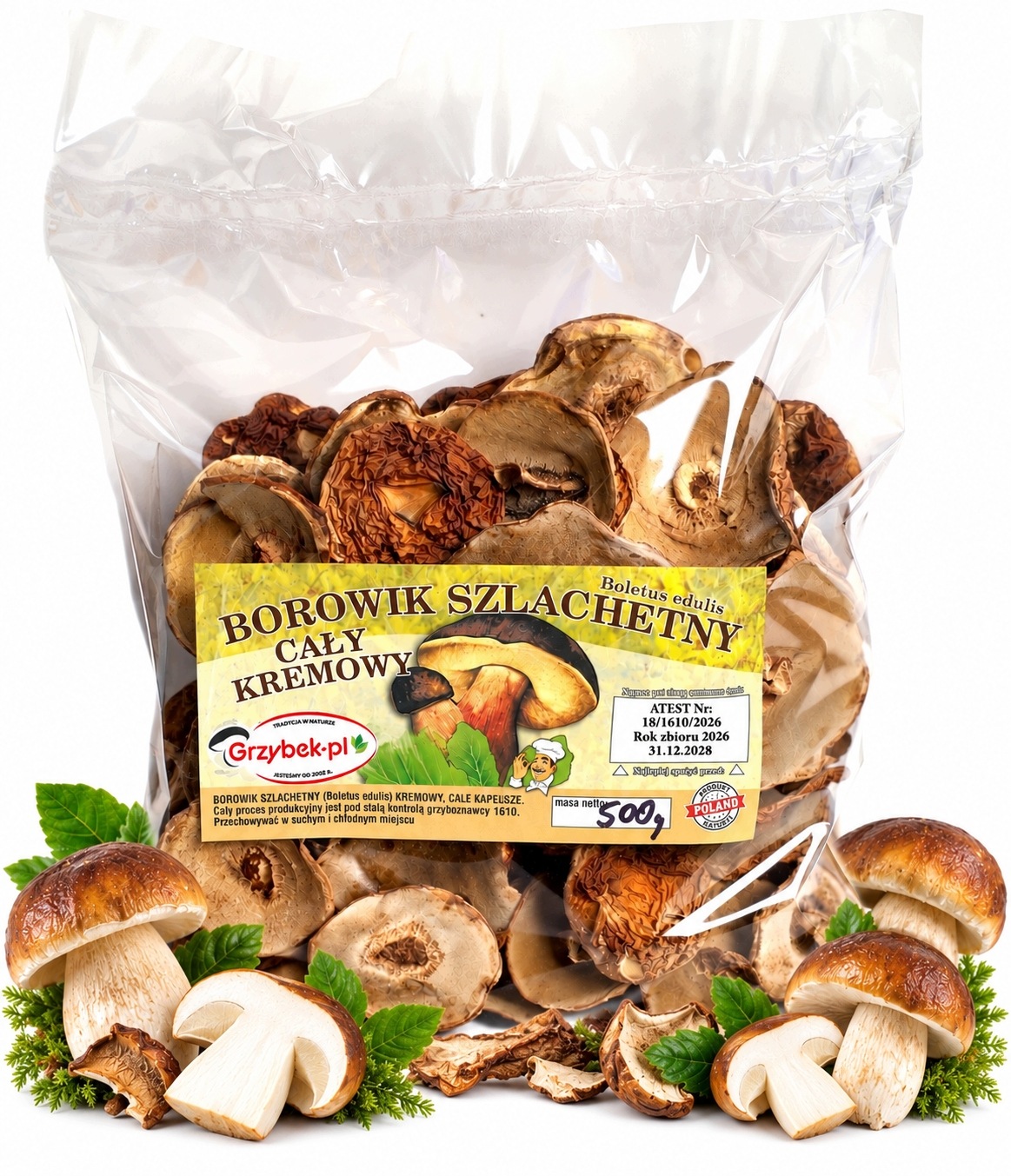 Krémové Hlavy Hřibů 500g Nový sběr 2026 Polský Certifikované sušené houby