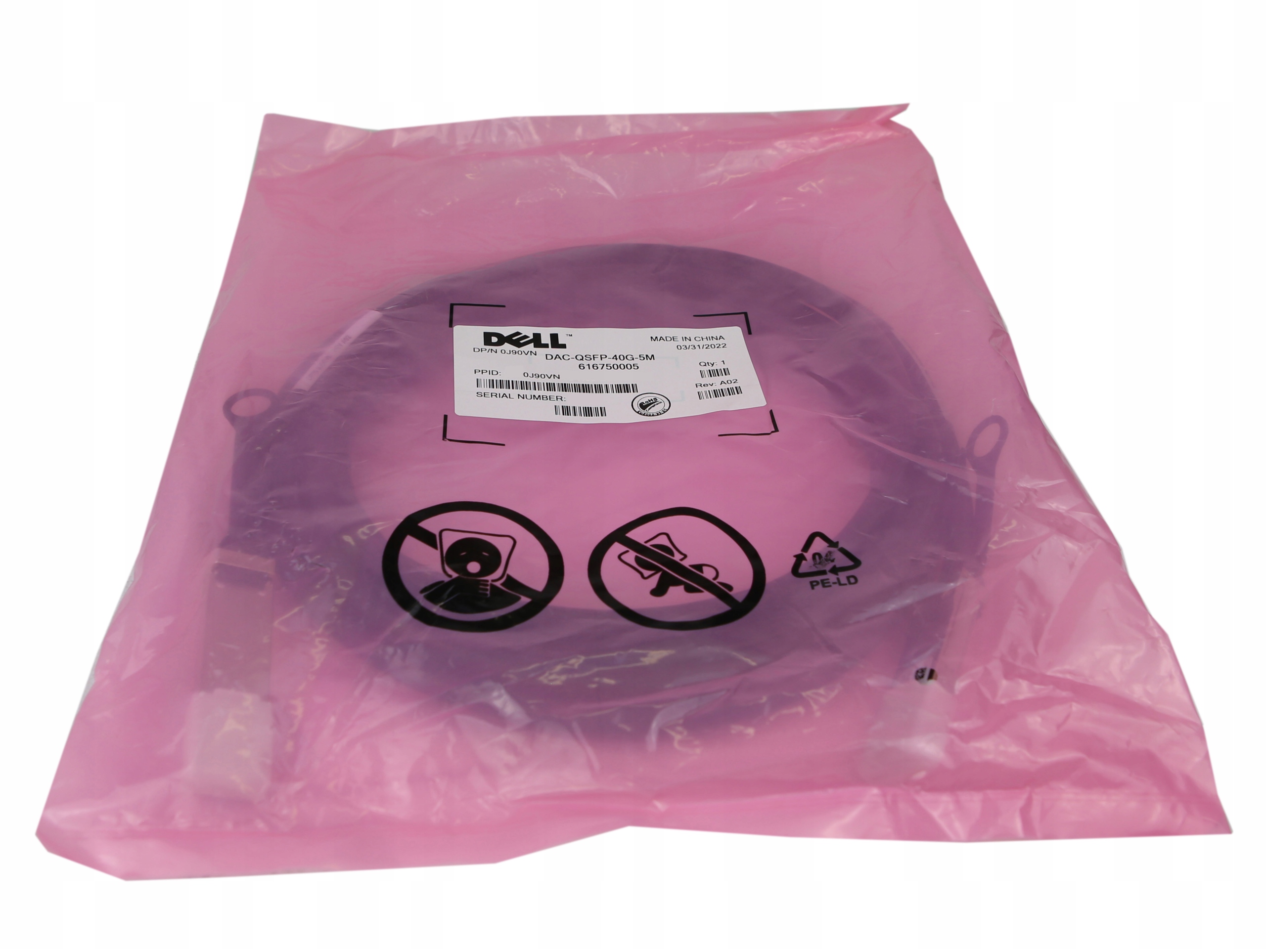 Kábel Dell DAC-QSFP-40G-5M 40 Gbit/s Qsfp+ s priamym pripojením 0J90VN