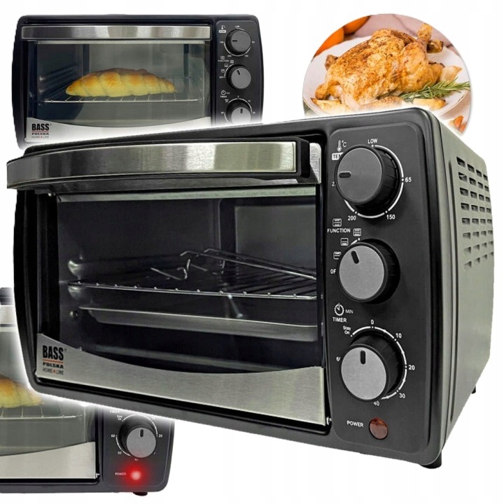 Piekarnik Elektryczny Grill Suszarka 15L Opiekacz Bass Polska Regulacja