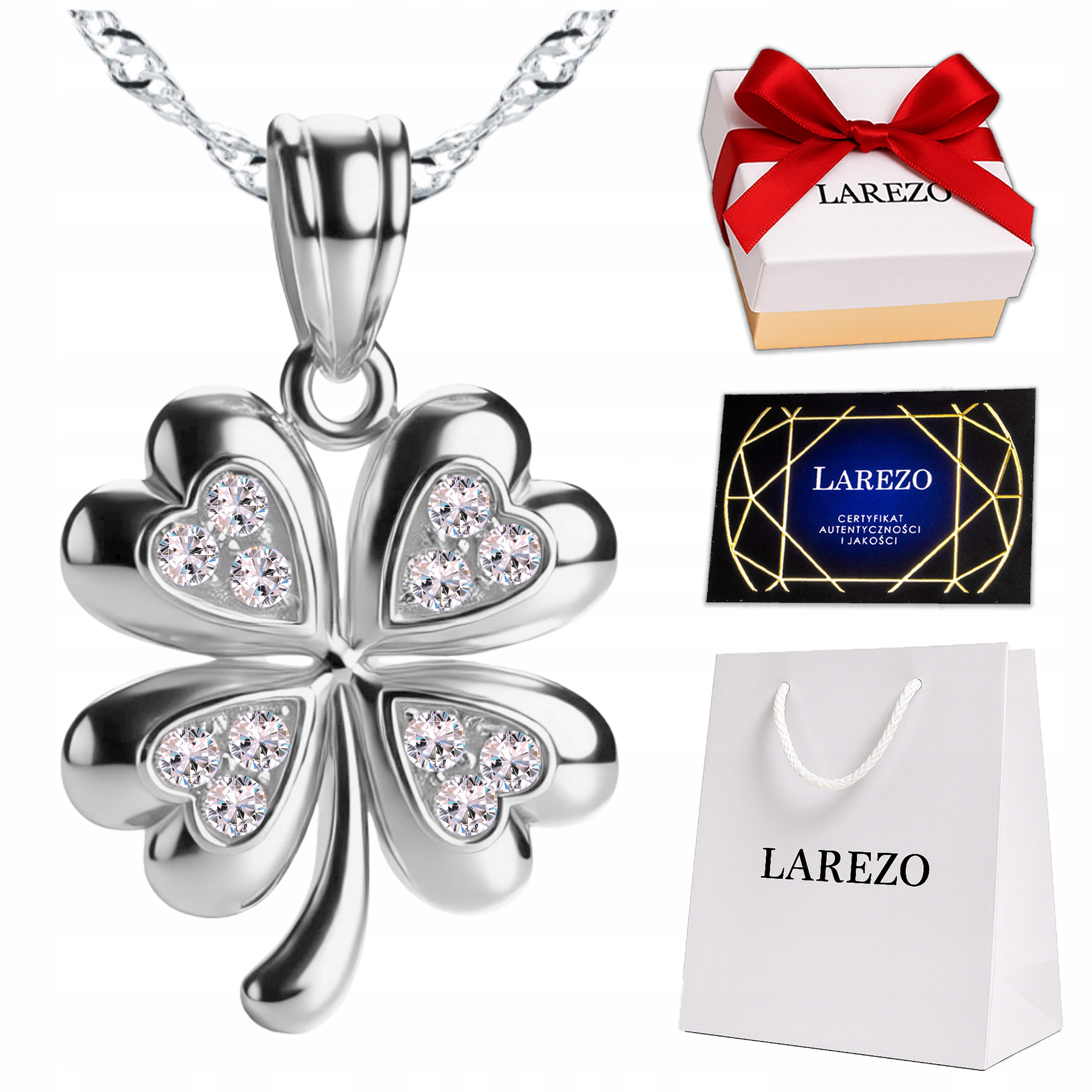 Náhrdelník Čtyřlístek s bílými zirkony Čtyřlístek Jetel Stříbro 925