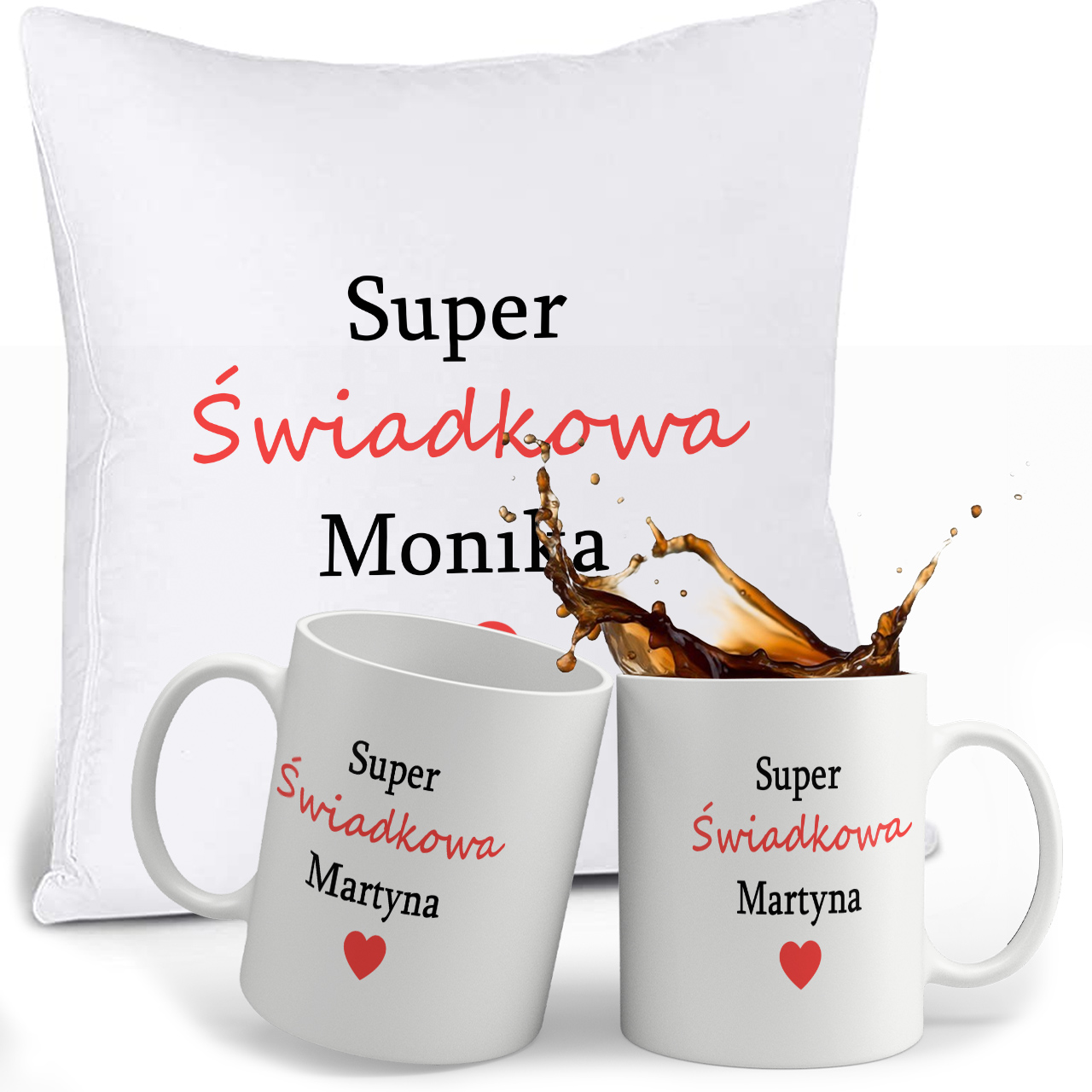 

Zestaw Dla Świadkowej Kubek Poduszka Imie