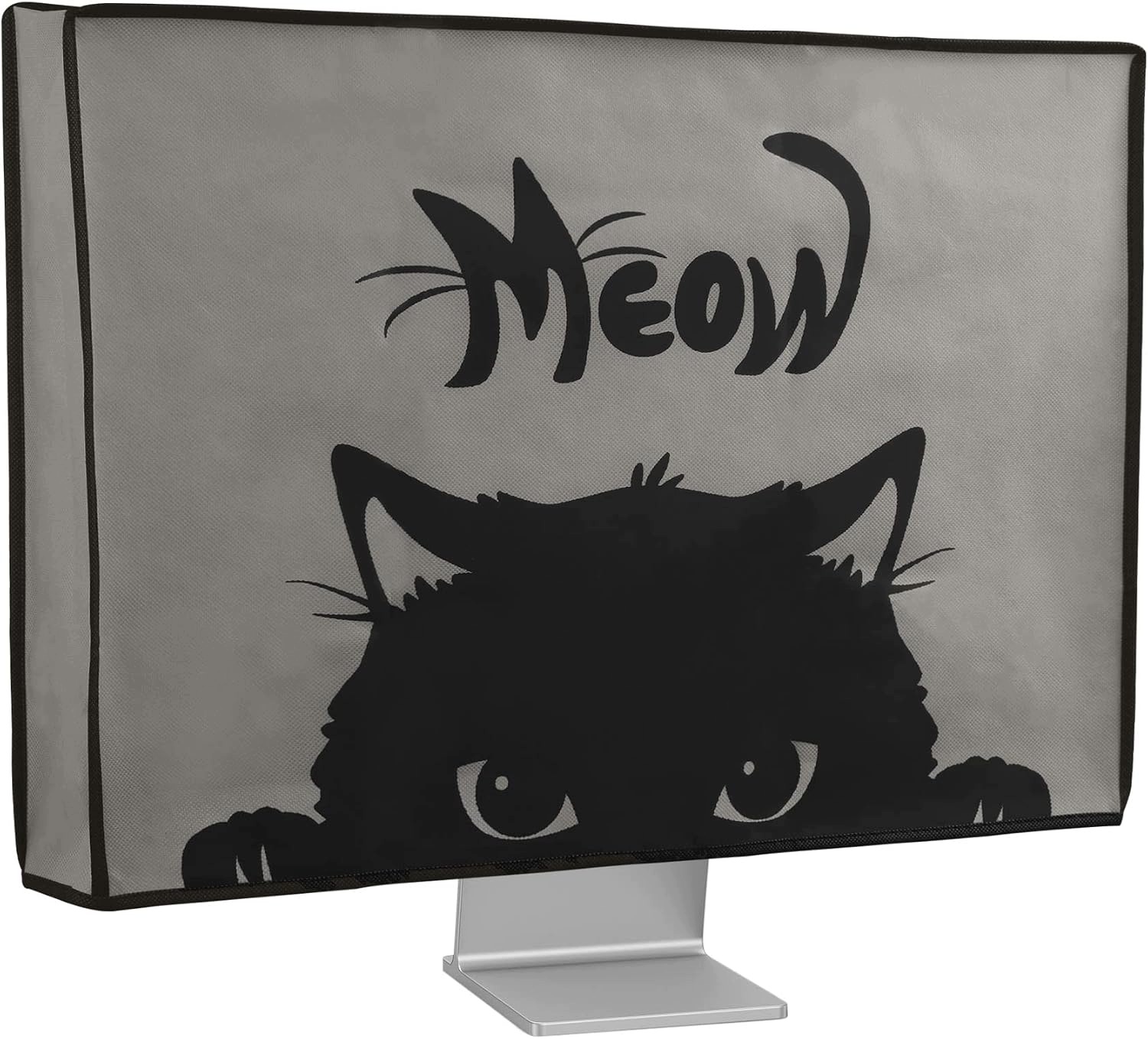 kwmobile Pokrowiec na monitor 27-28" Meow Cat szary czarny