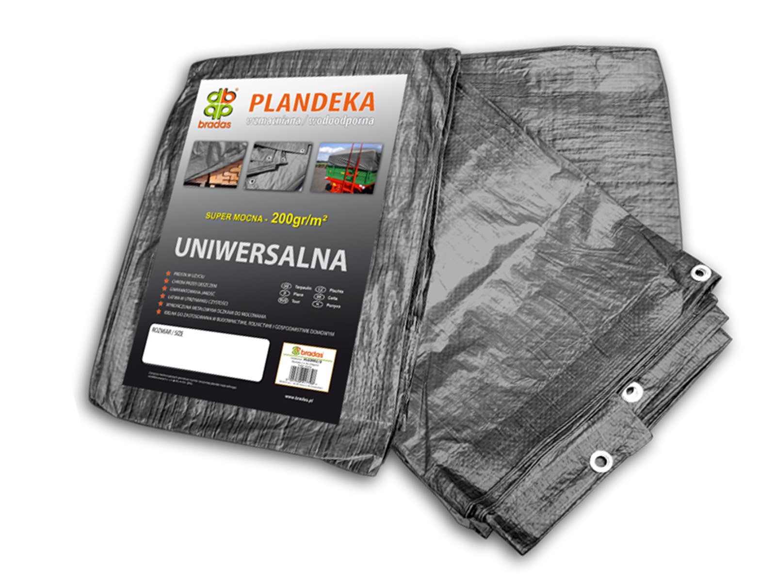 PLANDEKA SZARA OKRYCIOWA 2x3m MEGA GRUBA 200g/m2