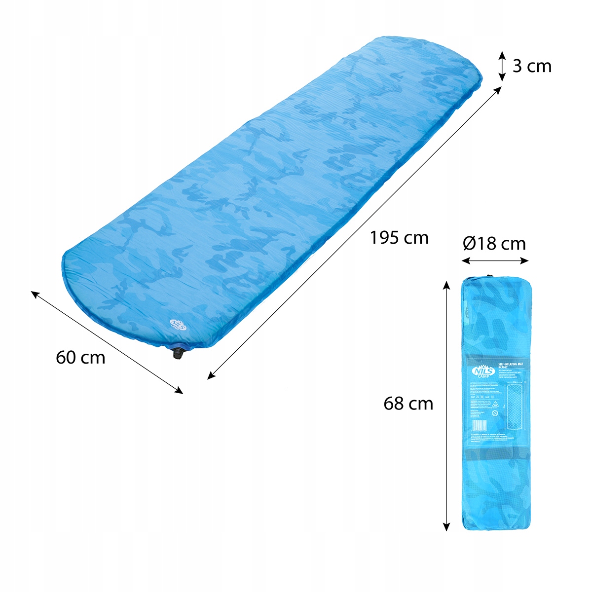 MATA SAMOPOMPUJĄCA MATERAC KARIMATA POKROWIEC 195 Długość (cm) 195 cm