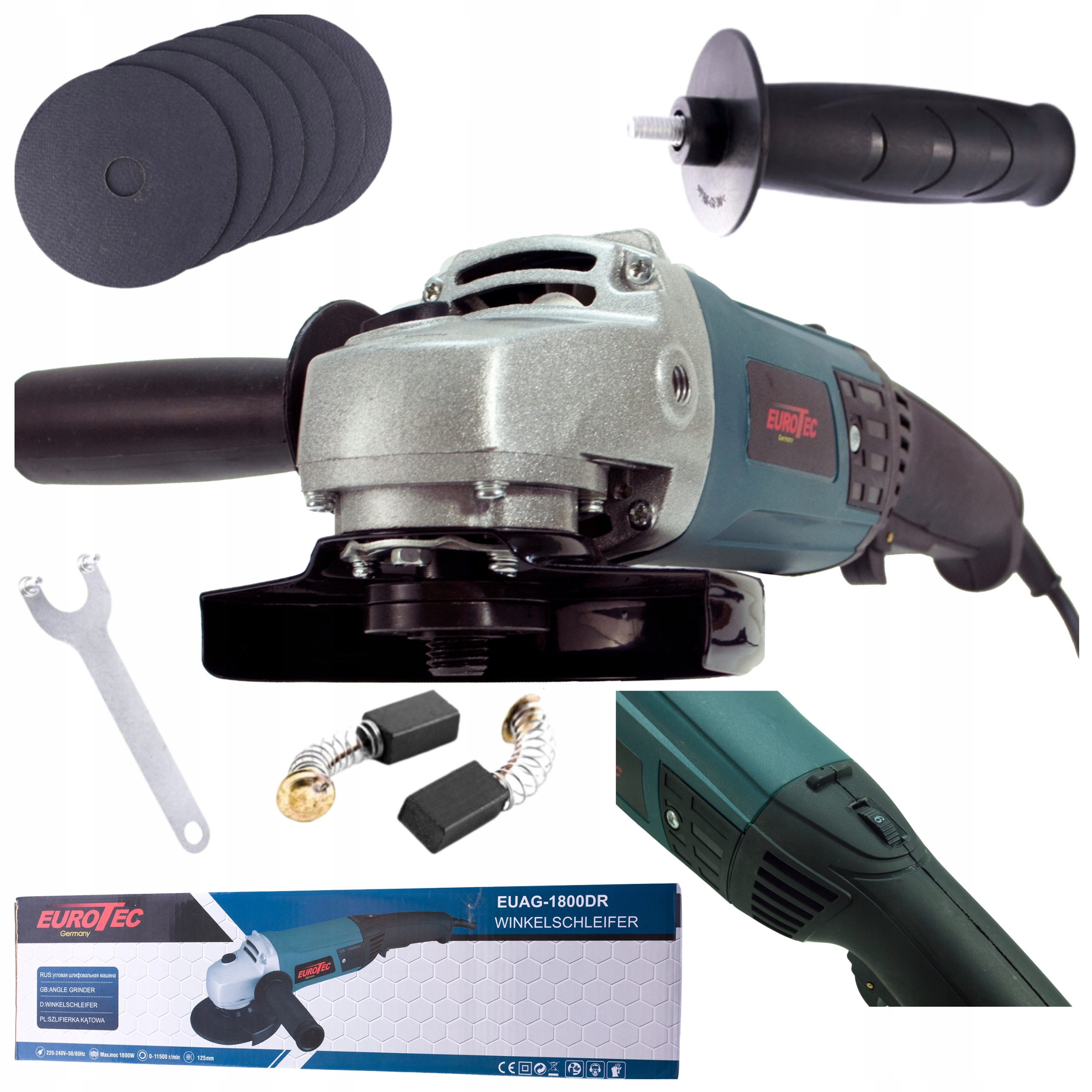 Szlifierka Kątowa Sieciowa Regulacja Obrotów Eurotec Diax 1800W 125MM