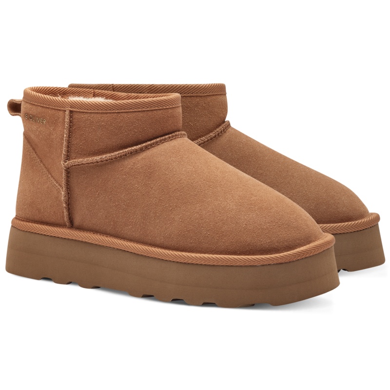 Dámské sněhule s kožešinou s.Oliver 5-26352-41 305 Cognac, hnědé VEL..39