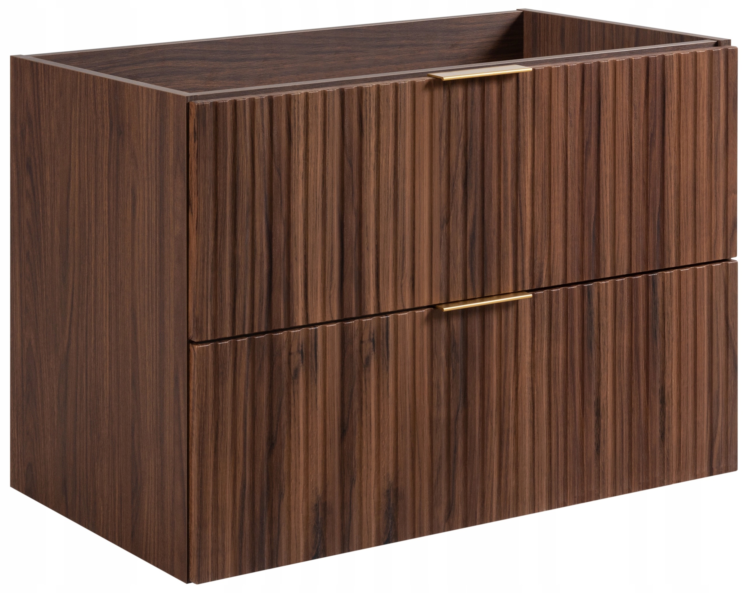 Szafka Łazienkowa Wisząca pod Umywalkę 80 Dąb Orzech Ryflowany front Mdf