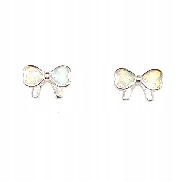 Stříbrné náušnice s mašličkami a opálem
