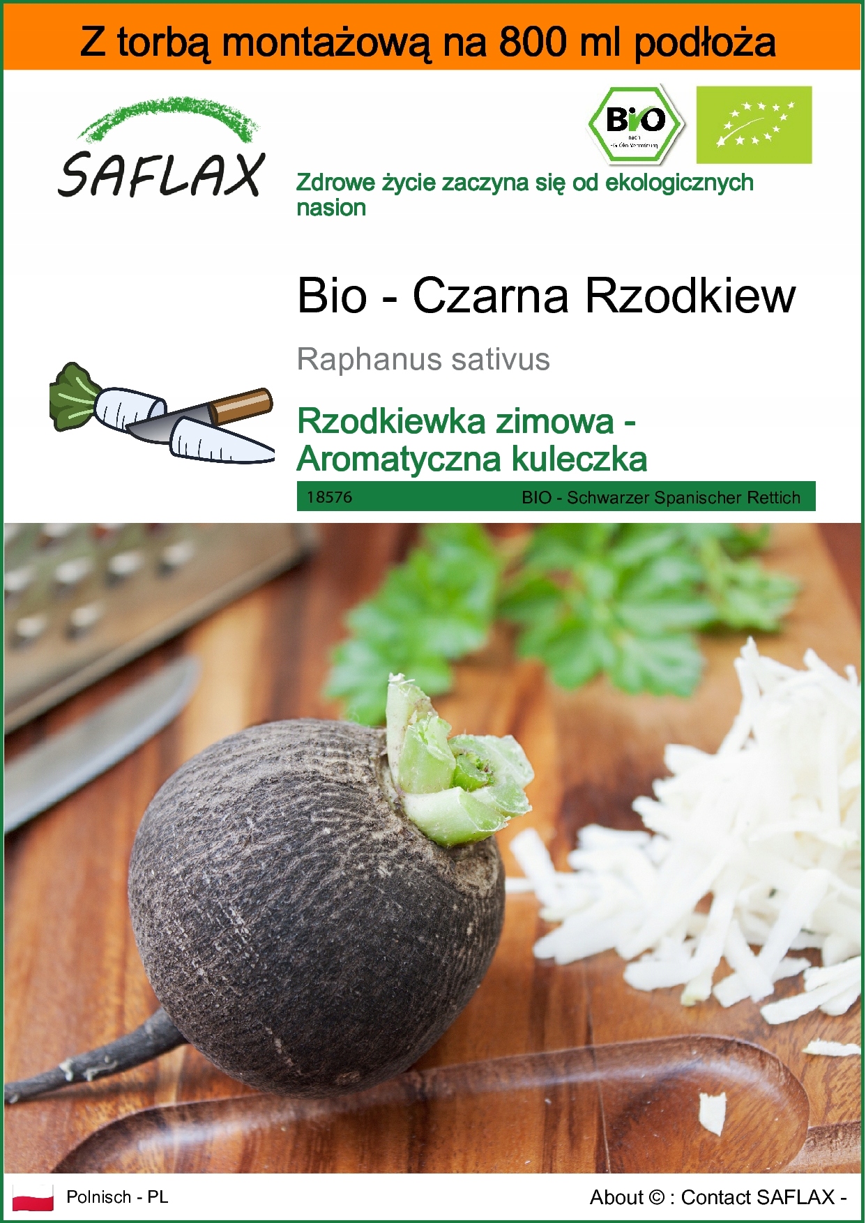 SAFLAX Garden in the bag - Rzodkiew - Czarna - 100 Nasiona - Raphanus