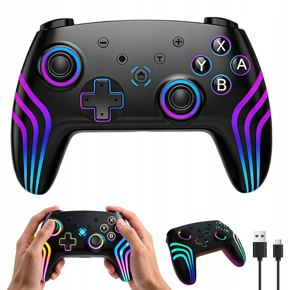 Pad Bezprzewodowy Gamepad Do Switch 2 Oled Lite Pro Żyroskop Wibracja Rgb