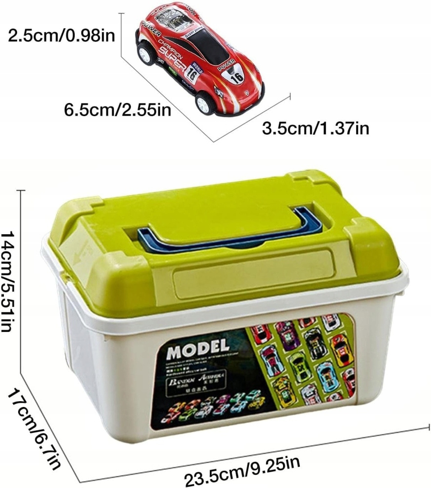 ZESTAW AUTEK z napędem W SKRZYNCE KUFERKU SAMOCHODÓW AUT Metalowe RESORAKI Materiał karton metal plastik