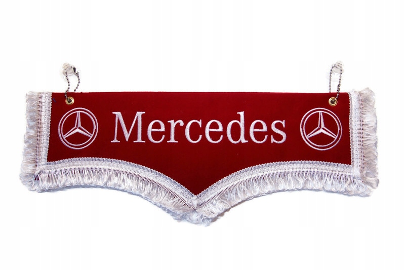 Zawieszka Proporczyk haftowany Mercedes czerwono (białe) Tir Bus