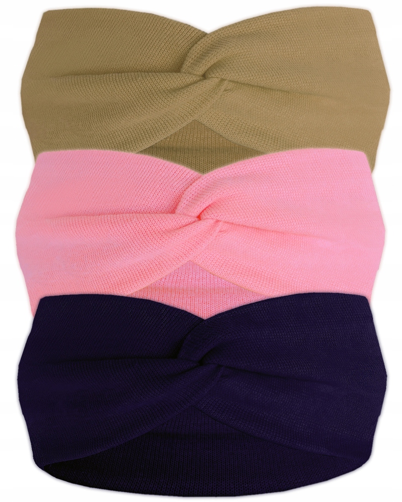 

Zestaw 3szt opaska Przeplatana Gładka turban 50-54