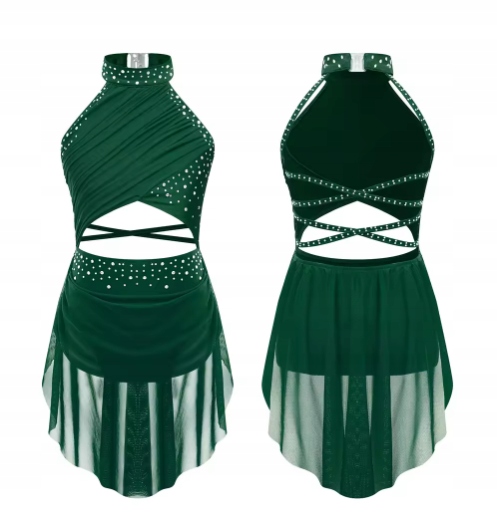 Strój Do Latino Sukienka Body Sukienka Tutu Do Tańca 146 Zielona Nr 2529