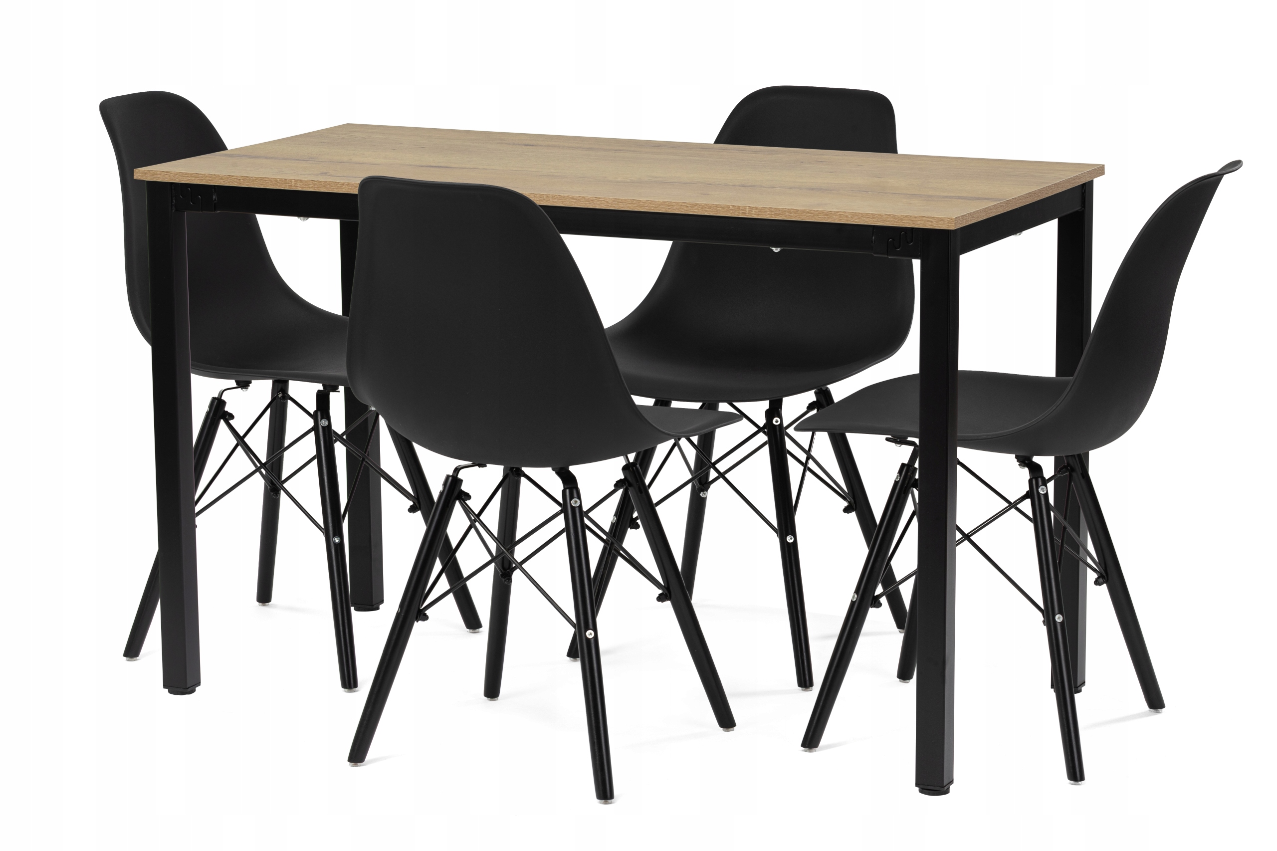 Stół Bali 120x60 Dąb Craft Złoty 4x Krzesło Milano Black Czarne