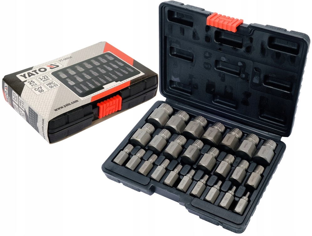 Zestaw wykrętaków do uszkodzonych śrub 25 el. Yato YT-06034