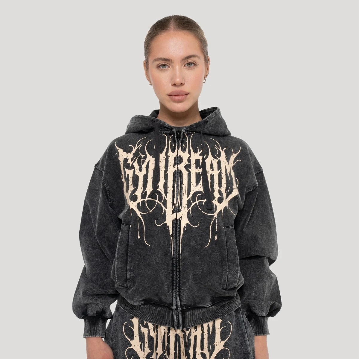 GymBeam Damska bluza z kapturem Abyss Charcoal L