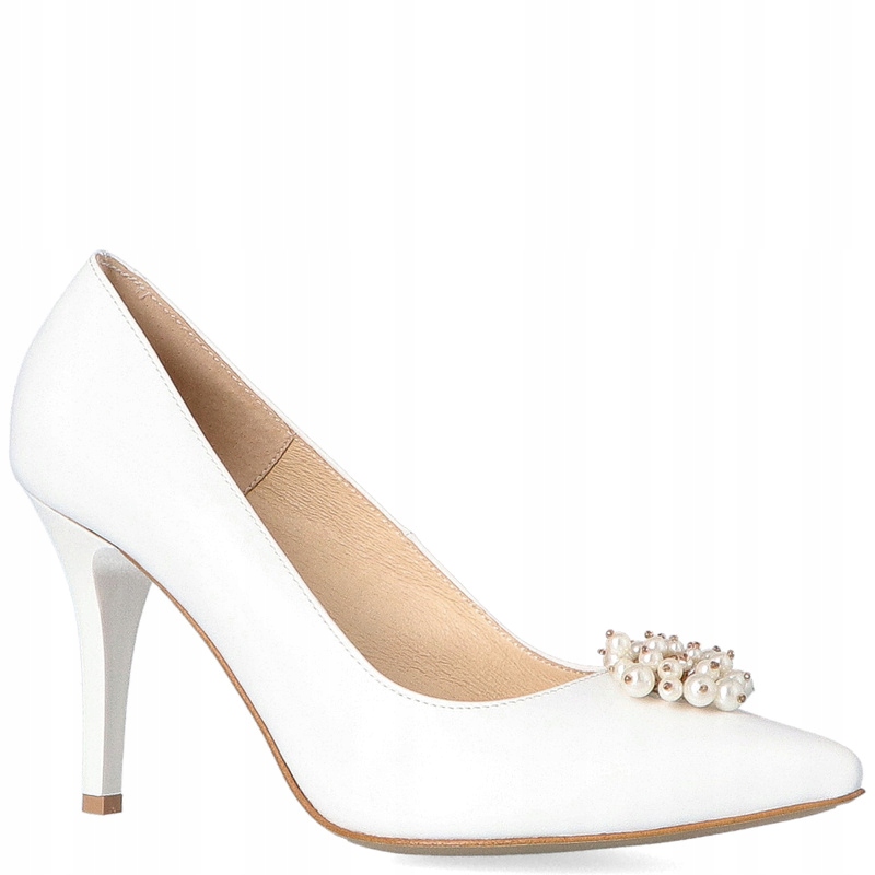Svatební lodičky s perličkami Tymoteo L2005 Bílé 37