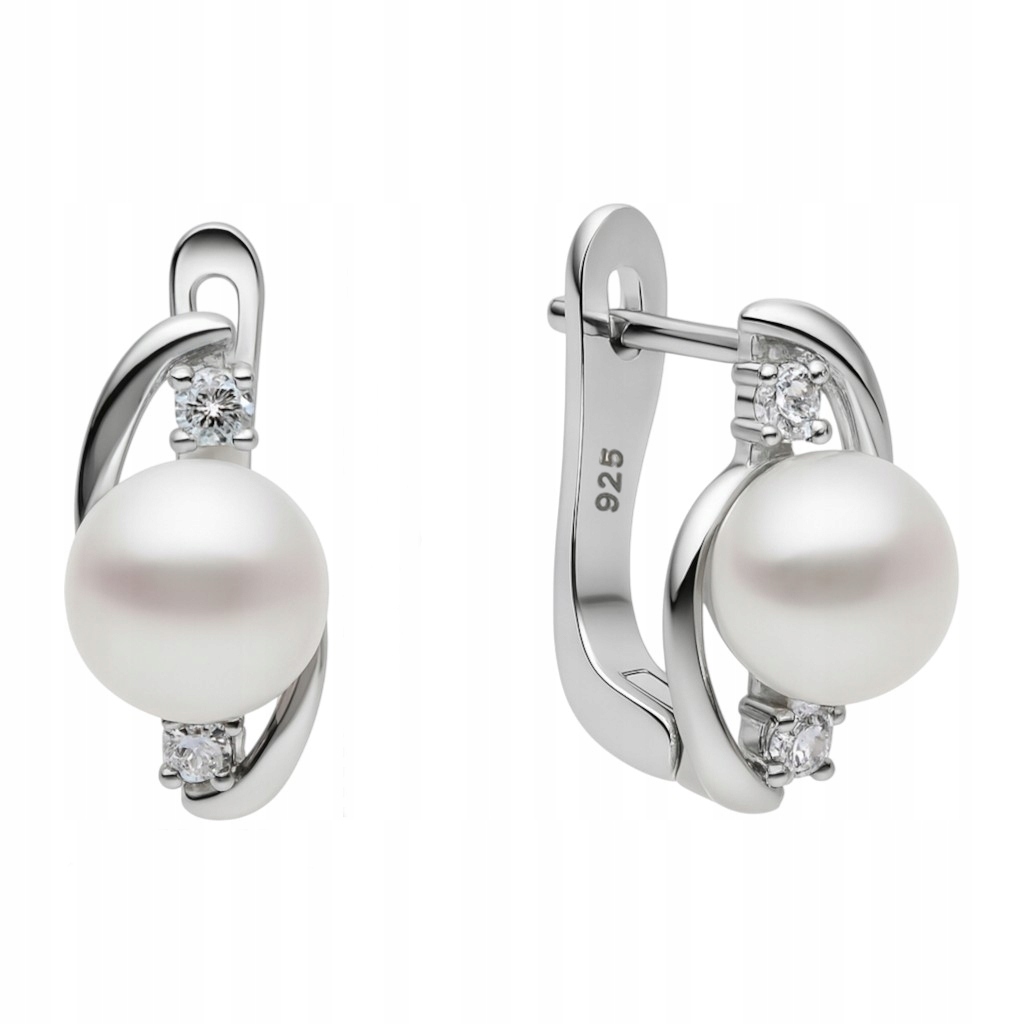 Stříbrné náušnice Ag 925 s perlou a zirkony IM0040925ER