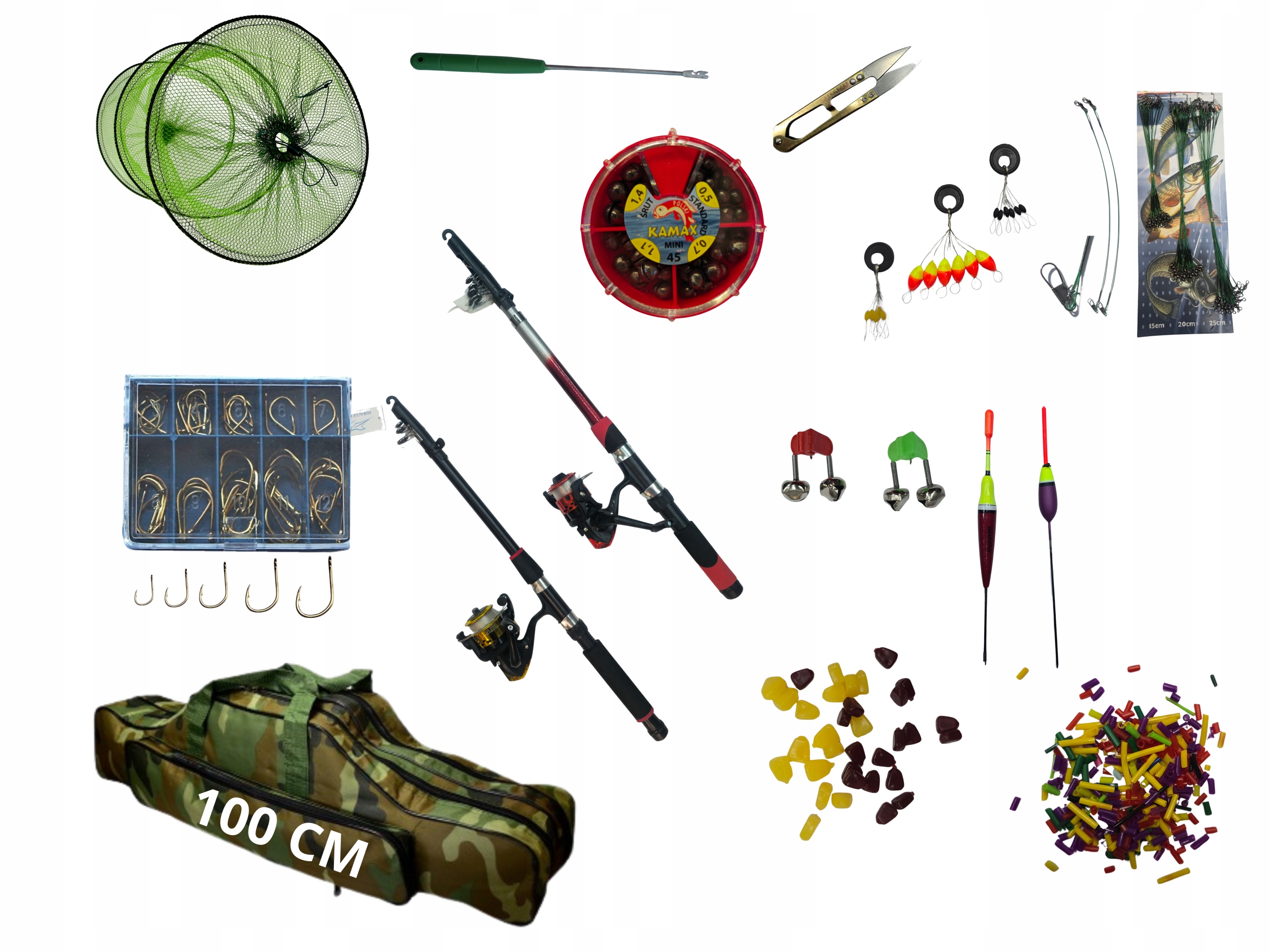 Duży Zestaw Wędkarski 2x Wędka 2x Kołowrotek Akcesoria Torba Zestaw