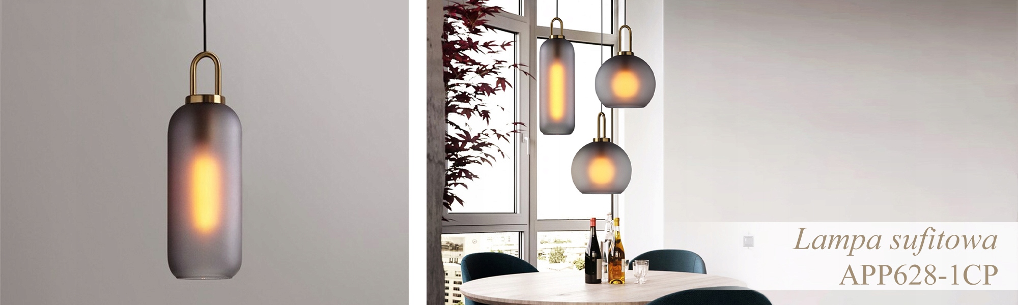 LAMPA SUFITOWA WISZĄCA SZKLANA MAT TUBA ZŁOTA LOFT Długość/wysokość 90 cm