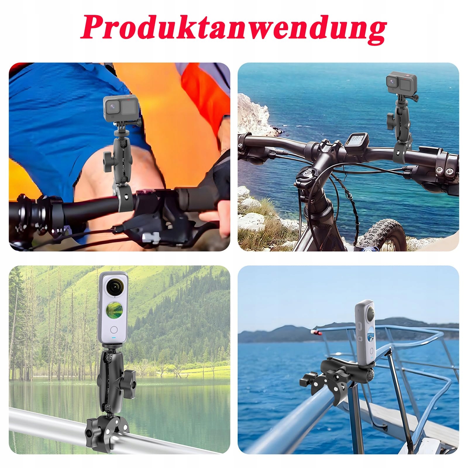 Uchwyt Kamery Na Kierownicę GoPro Hero 13 12 11 10 9 Max Insta360 ANHOER — miniatura 7
