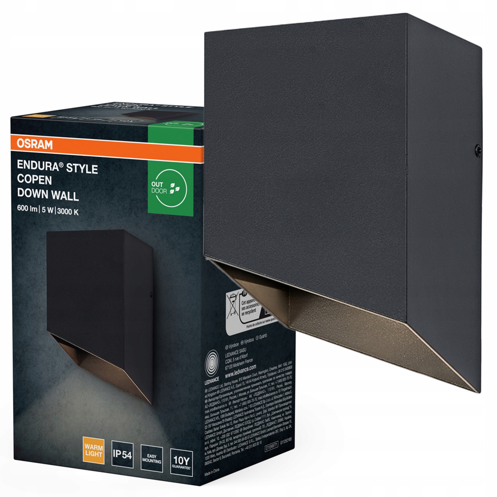 Zahradní nástěnné svítidlo Fasádní venkovní Led lampa 5W 320lm 3000K IP54 Osram