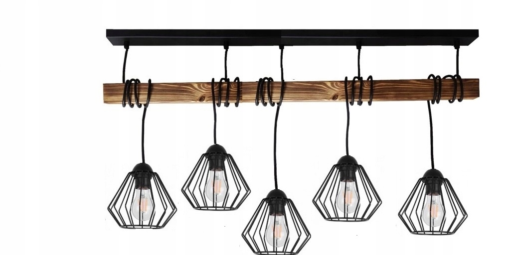 

Lampa żyrandol drewno 5xE27 Loft Czarna
