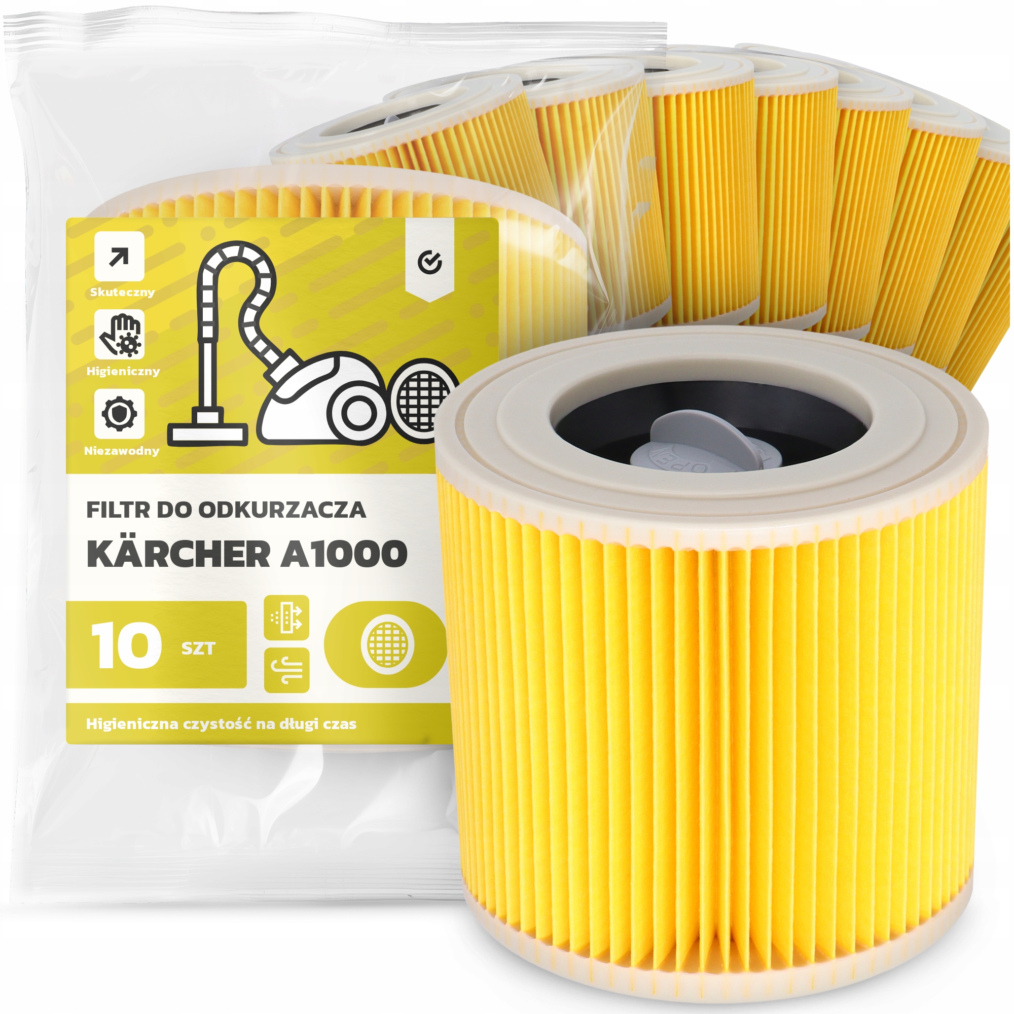 10 x Filtr Pro Vysavač Kärcher A1000 Vzduch Výkonný Náhradník Em-w