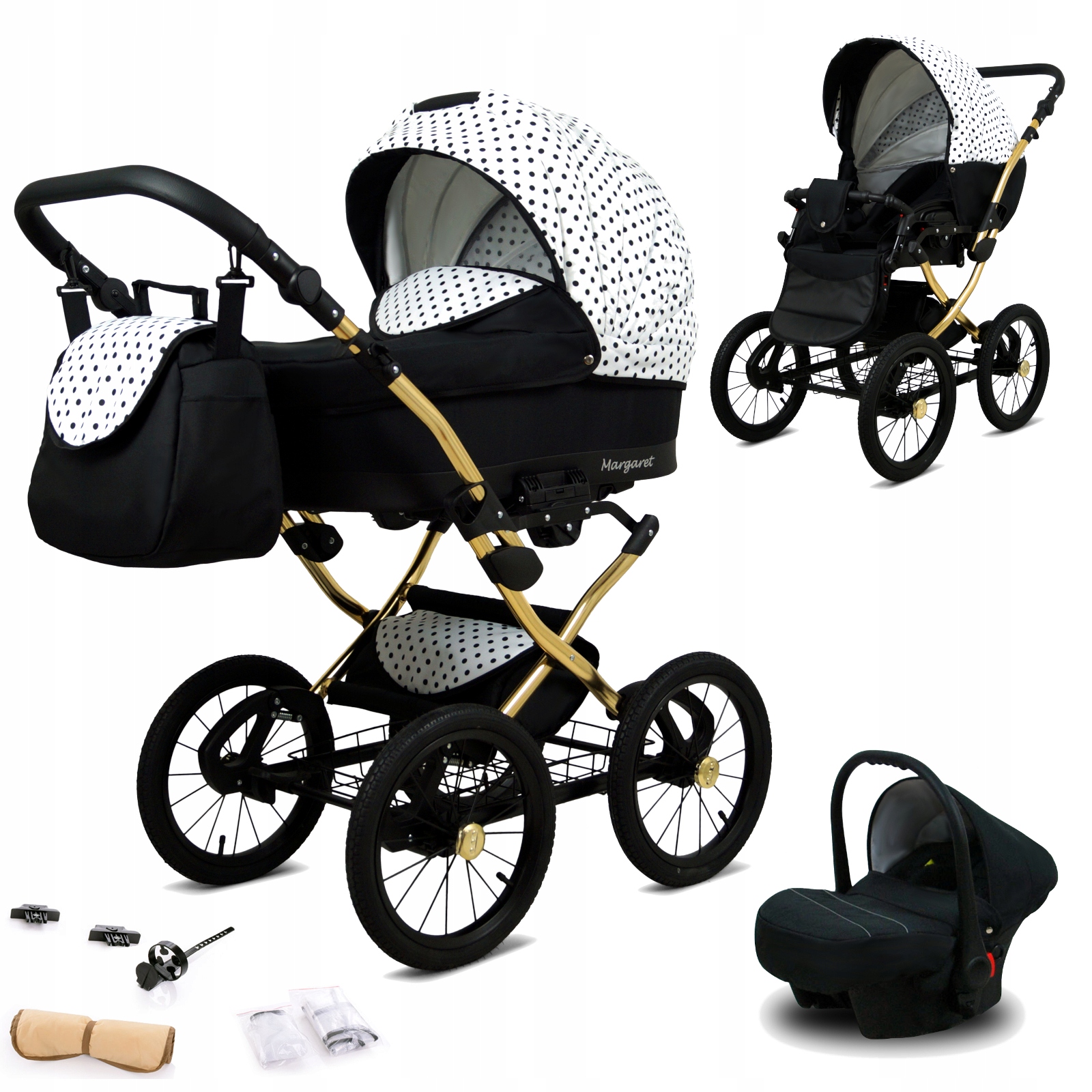 Wózek dziecięcy 3w1 BabyLux Margaret spacerówka gondola fotelik samochodowy