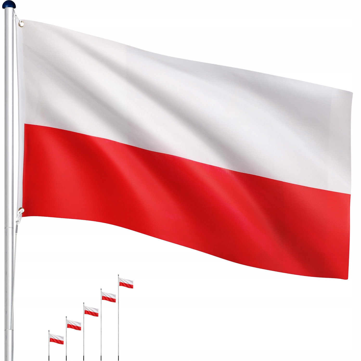 MASZT ALUMINIOWY FLAGOWY 6,5 M MASZT DO FLAGI NARODOWEJ + FLAGA POLSKI