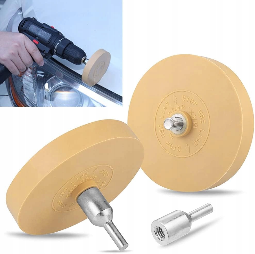 Krążek Gumowy Do Usuwania Naklejek Kleju Po Odważnikach Na Felgach+ Adapter