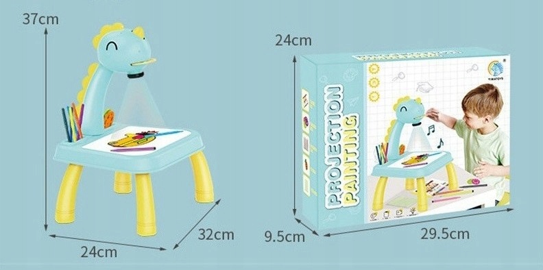 PROJEKTOR DO RYSOWANIA NÓŻKI DINOZAUR 2021-7A NIEBIESKI Stan opakowania oryginalne