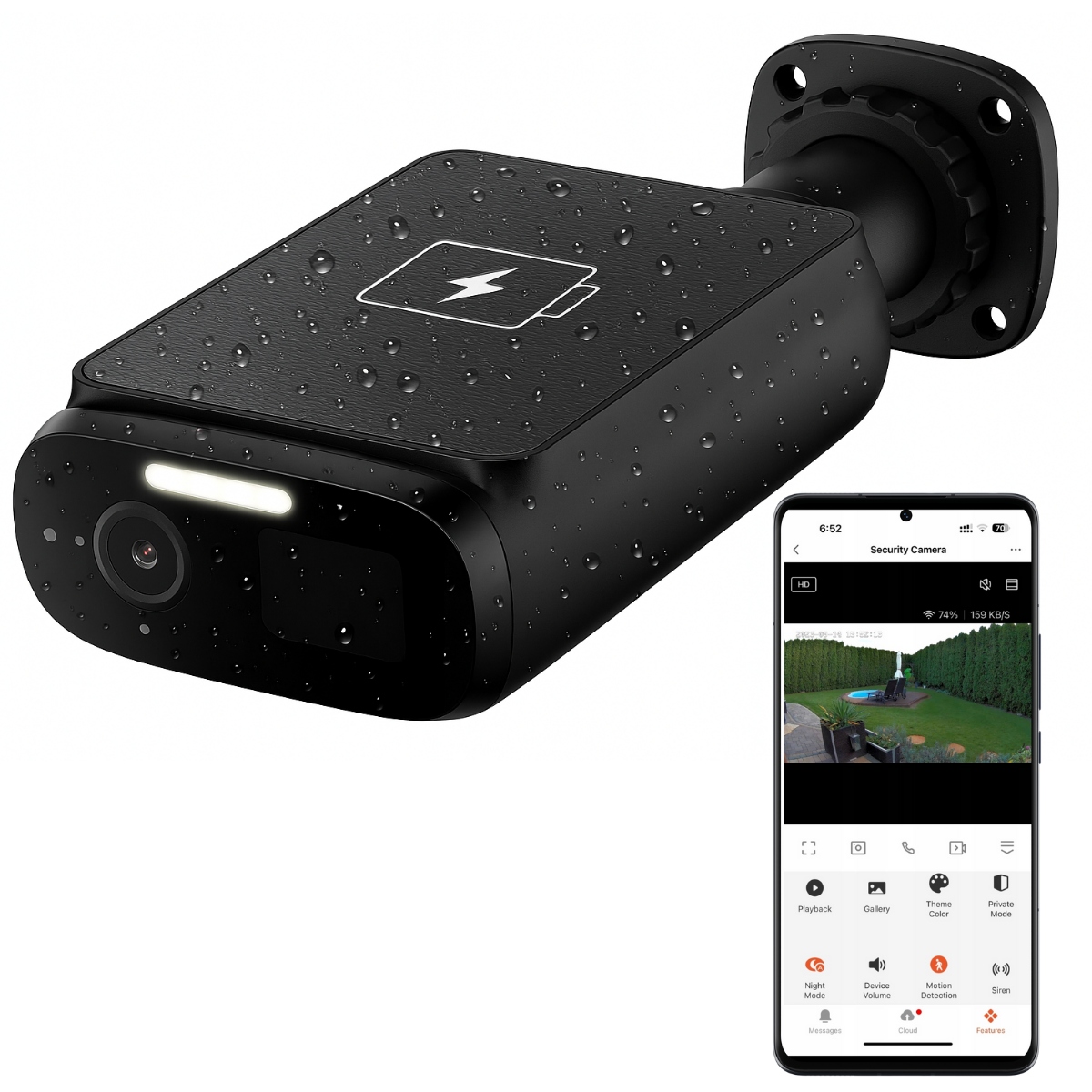 Kamera zewnętrzna WiFi solarna 2K z lampą Led bez kabli Woox