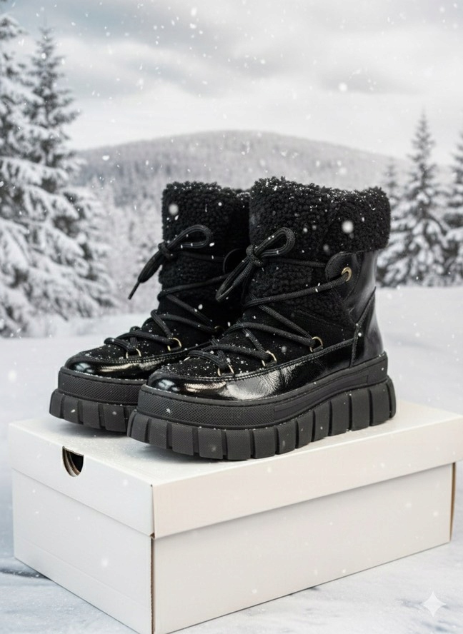 Ulmani sněhule z přírodní kůže, černá barva, vel.