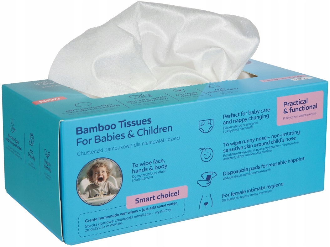 SUCHE CHUSTECZKI BAMBUSOWE CANPOL BABIES DLA NIEMOWLĄT 100 szt.