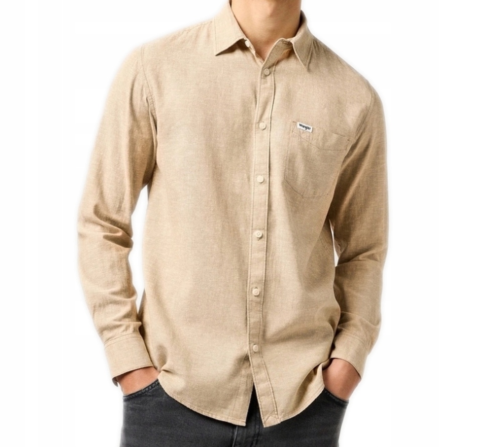 Koszula męska lniana 1PKT Shirt Timberwolf beżowa XXL