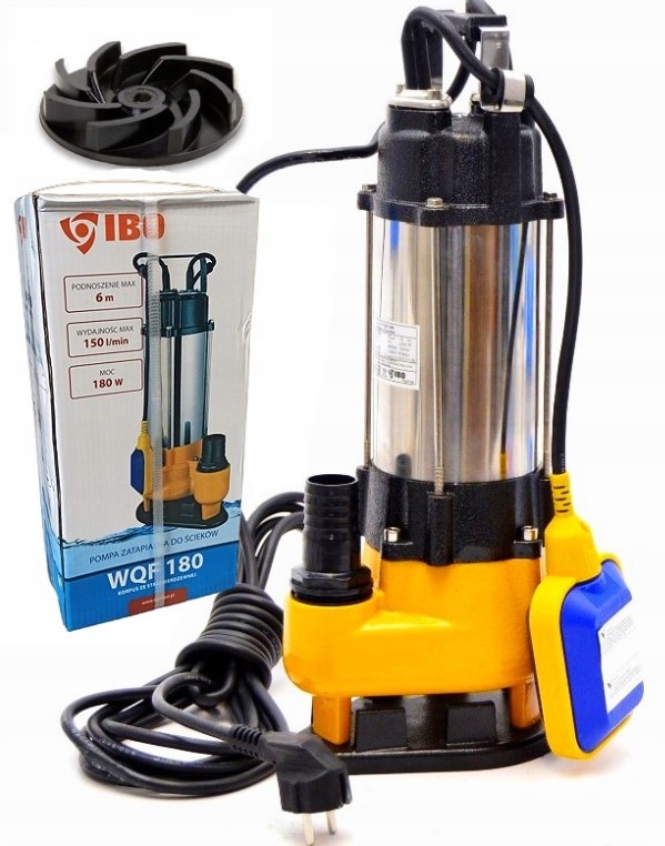 POMPA ZATAPIALNA Z PŁYWAKIEM DO SZAMBA WODY BRUDNEJ IBO WQF 180 Rodzaj pompy zatapialna
