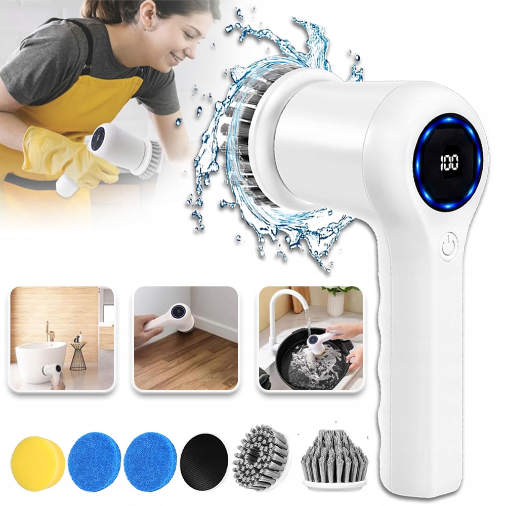 Levně Elektrický Čisticí Kartáč Rotační Multifunkční Scrubber 6 V 1