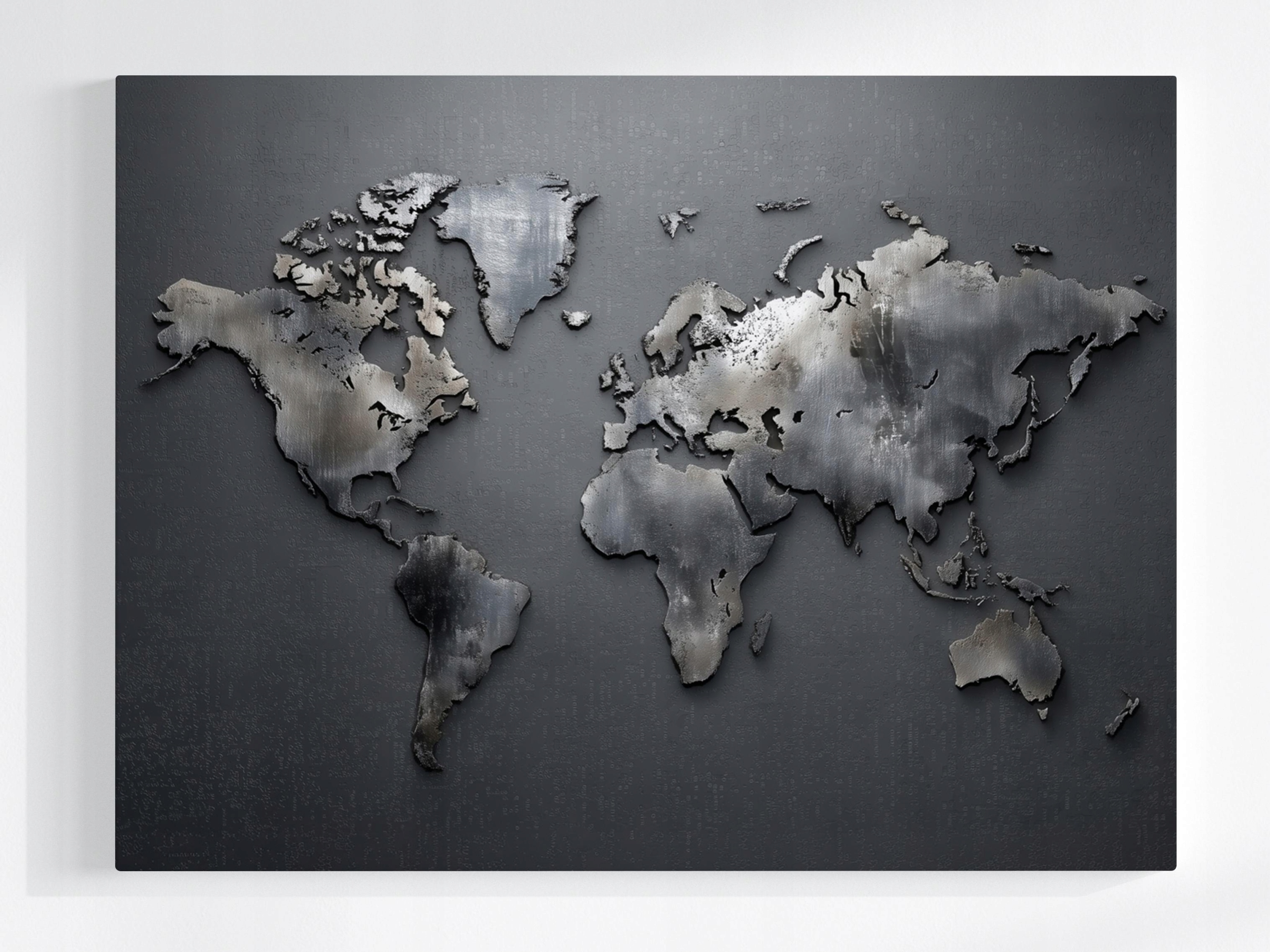 Obraz Na Plátně Canvas Mapa Světa Kovová Šedá Industrial Loft 100x75