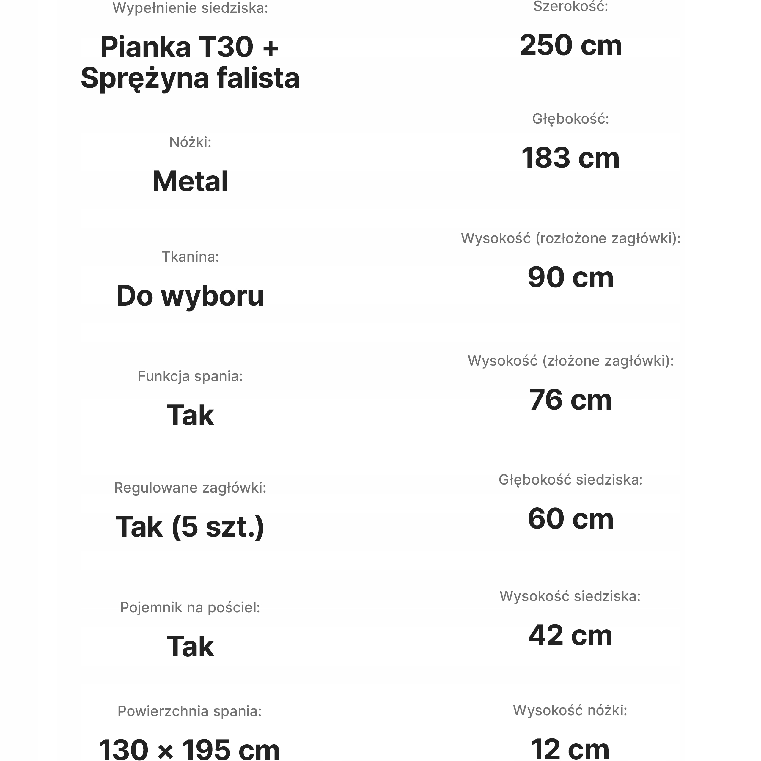 NAROŻNIK ROZKŁADANY LANDEN Funkcja Spania Zagłówki Kolor korpusu inny kolor