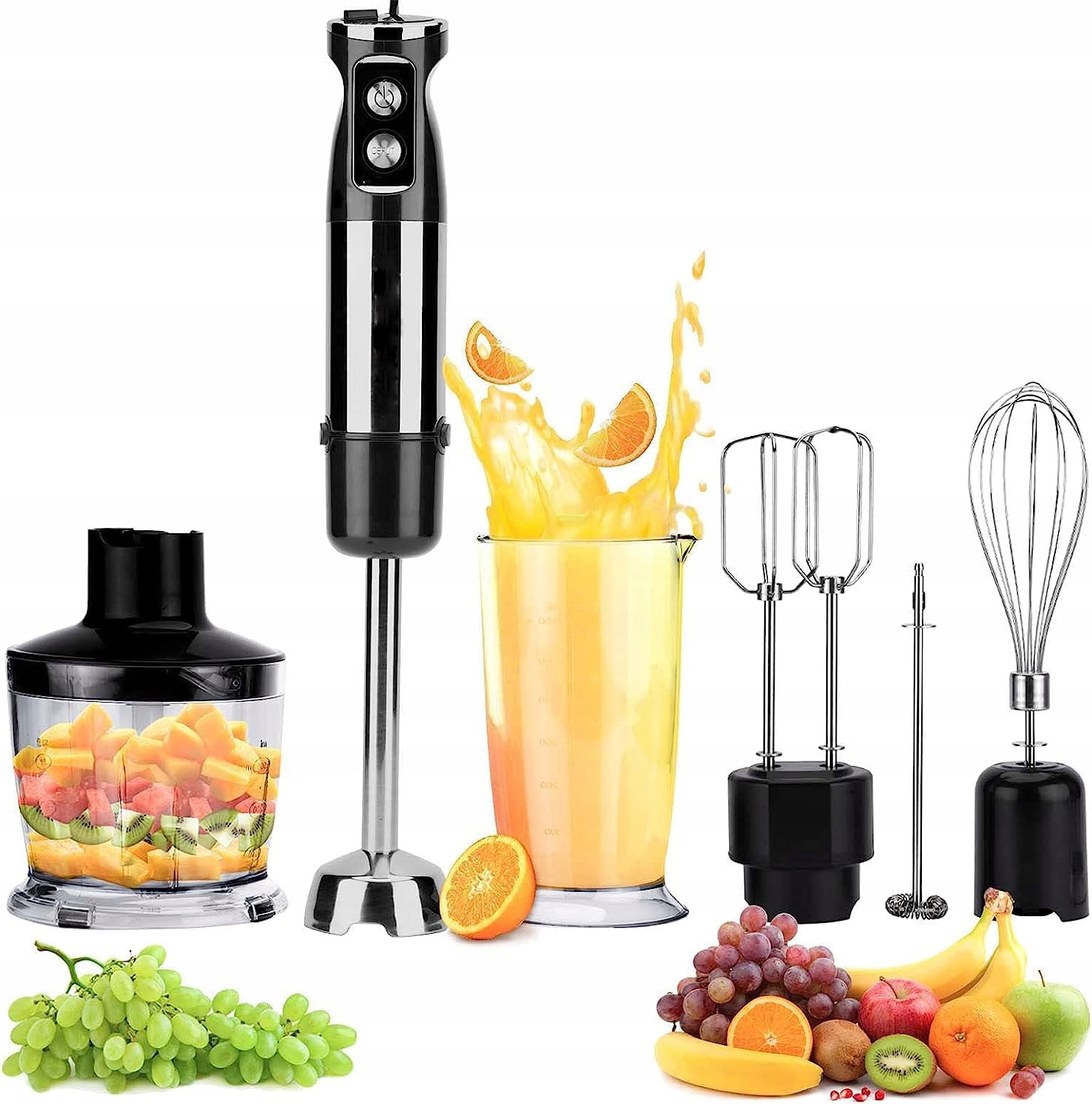 Tyčový Mixér 800 W Se 6 Nástavci, 12 Rychlostí, Nerezová Ocel