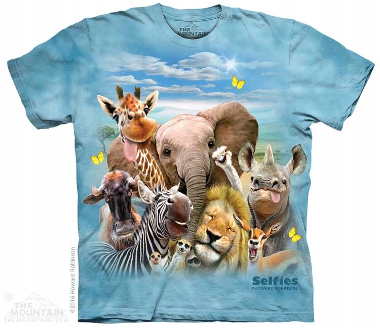 Pánské batikované triko The Mountain African Selfie modré XXL