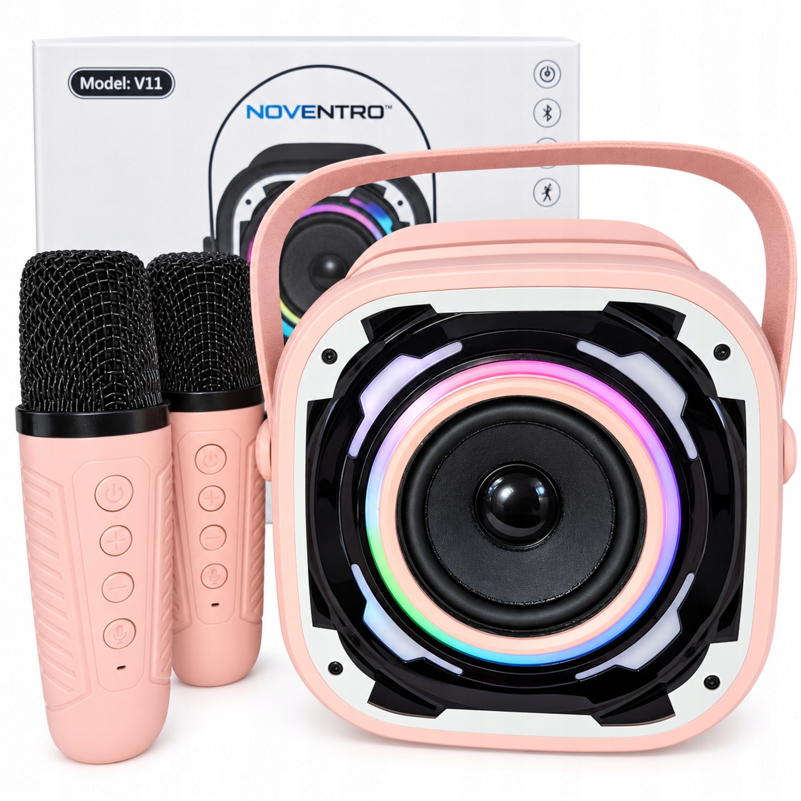 Bezdrátový karaoke set 2x mikrofon bluetooth reproduktor pro děti