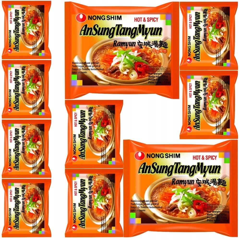 Levně 10x Korejská instantní polévka AnSung Ramyun Ostrá 125 g Nong Shim