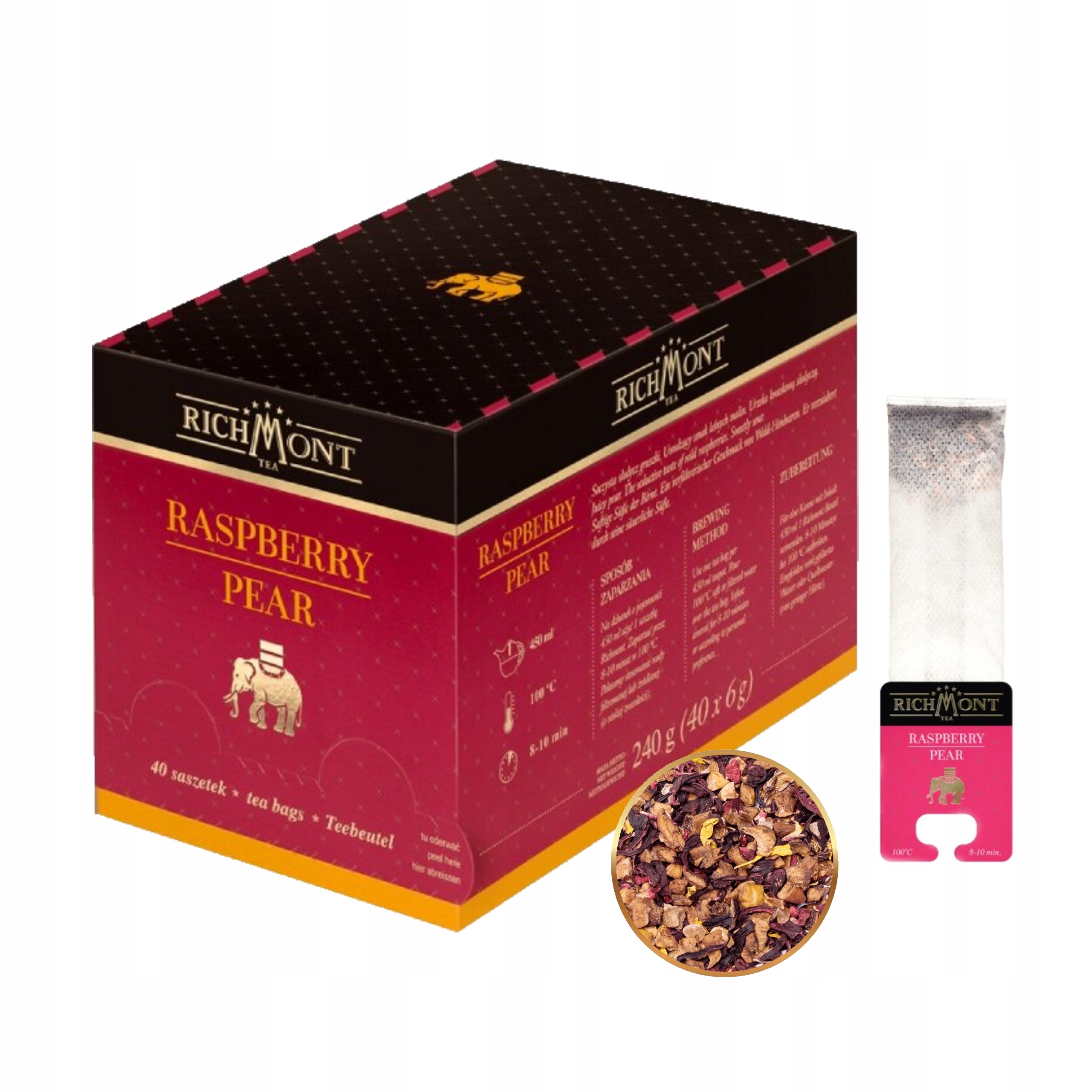 Levně Čaj Richmont Raspberry Pear malina hruška 40 x 6 g